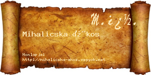 Mihalicska Ákos névjegykártya
